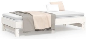 vidaXL Καναπές Κρεβάτι Συρόμενος Λευκός 2x(90x190) εκ. από Μασίφ Πεύκο
