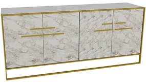 Μπουφές Polka 875ZNA3512 179,9x47,3x75cm Marble Effect White Μοριοσανίδα, Μελαμίνη