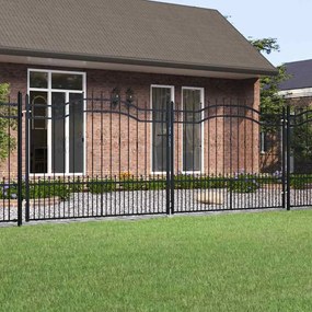 vidaXL Πόρτα Περίφραξης με Κορυφή Δόρυ Μαύρη 406x150 εκ. από Ατσάλι με Ηλεκτροστατική Βαφή