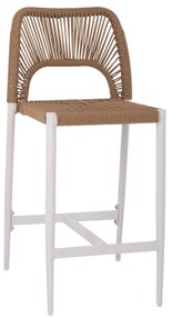 STOOL MEDIUM HEIGHT  WHITE ALUMINUM WITH SYNTHETIC RATTAN BEIGE 46x58x95Hcm.