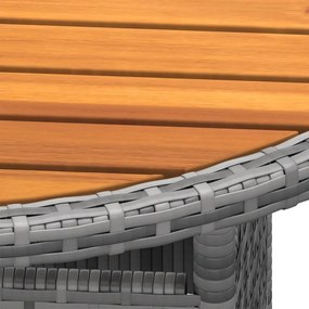 vidaXL Τραπέζι Κήπου Γκρι Ø80 x 75 εκ. Συνθετικό Ρατάν/Ξύλο Ακακίας