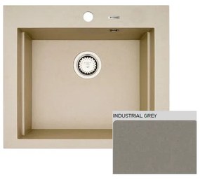 Pyramis Siros 1B Industrial Grey Ένθετος Νεροχύτης από Συνθετικό Γρανίτη 57x51.5cm