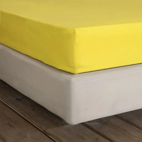 Σεντόνι Unicolors Με Λάστιχο Yellow Nima Υπέρδιπλο 160x232cm 100% Βαμβάκι