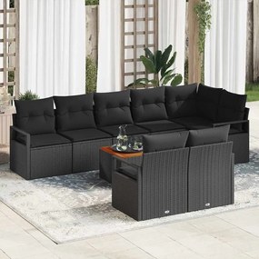 vidaXL Σετ Καναπέ Κήπου με μαξιλάρι 9 pcs Μαύρο Πολυ ράταν
