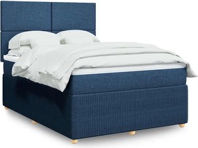 vidaXL Κρεβάτι Boxspring με Στρώμα Μπλε 140x200 εκ. Υφασμάτινο
