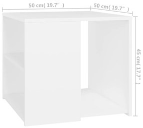 vidaXL Τραπέζι Βοηθητικό Λευκό 50 x 50 x 45 εκ. από Μοριοσανίδα