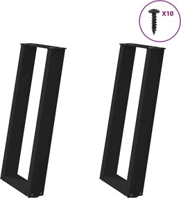 vidaXL Πόδια Κονσόλας σε Σχήμα U 2 τεμ. Μαύρο 28x(72-73) εκ. Ατσάλι