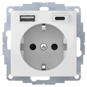 Πρίζα Σούκο με 2xUSB A+C Λευκό Berker S.1 48048989 Hager-48048989-Λευκό 48048989