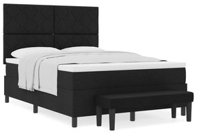 vidaXL Κρεβάτι με Βαθυκά με Στρώμα & Πάγκο Μαύρο 140x200 εκ. Ύφασμα