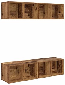 vidaXL Τηλεοπτική Κάβα Τοίχου 4 pcs Παλιό ξύλο 37 x 37 x 72 εκ