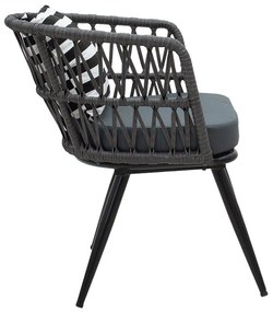 Πολυθρόνα Naoki pakoworld μέταλλο μαύρο-pe γκρι-μαξιλάρι ασπρόμαυρο