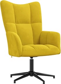 vidaXL Πολυθρόνα Relax Κίτρινη Μουσταρδί Βελούδινη με Σκαμπό