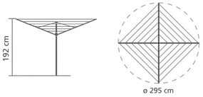 Brabantia Lift-O-Matic Advance Εξωτερικός χώρος 90300254, 50 m, Ρυθμιζόμενο ύψος, Μεταλλική ακίδα εκσκαφής, Θήκη, Τσάντα με κλιπς, Ανθεκτικό στη διάβρωση, Inox