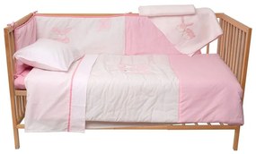 Σετ Κούνιας Απλικέ 4552 (Σετ 6τμχ) Pink Viopros 120x160cm Βαμβάκι-Πολυέστερ