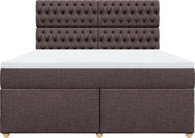 vidaXL Κρεβάτι Boxspring με Στρώμα Σκούρο Καφέ 180x200 εκ Υφασμάτινο