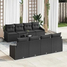 vidaXL Σετ Καναπέ Κήπου με μαξιλάρι 9 pcs Μαύρο 55 x 55 x 37 εκ