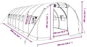 Θερμοκήπιο Πράσινο 24 μ² 8 x 3 x 2 μ. με Ατσάλινο Πλαίσιο - Πράσινο