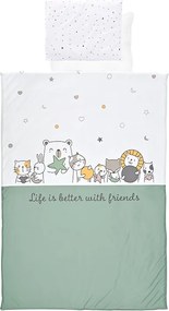 SET LORELLI - 4 PARTS RANFORCE HAPPY FRIENDS MINT