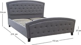 Κρεβάτι Alexia Megapap υφασμάτινο χρώμα γκρι 160x200εκ.