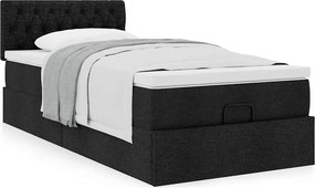 vidaXL Οθωμανικό κρεβάτι με στρώμα Μαύρο 90x190cm Ύφασμα