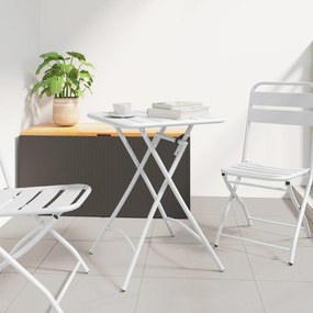 vidaXL Πτυσσόμενο τραπέζι κήπου Λευκό 55x55x73 εκ. από ατσάλι