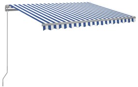 vidaXL Τέντα Συρόμενη Χειροκίνητη με LED Μπλε/Λευκό 300 x 250 εκ.