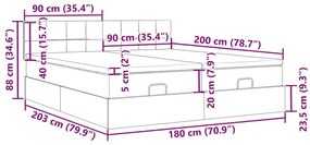 Οθωμανικό κρεβάτι με στρώματα Κρέμα 180x200cm ύφασμα - Κρεμ