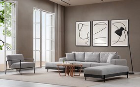 Corner Sofa Eti Black Left - Grey Grey