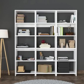 Βιβλιοθήκη Rabuku σε λευκή απόχρωση 146x22x123εκ 146x22x160 εκ.