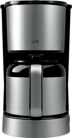 Καφετιέρα φίλτρου LiFE Java με κανάτα θερμός 1.2L 800W σε ασημί-μαύρο