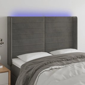 Κεφαλάρι Κρεβατιού LED Σκούρο Γκρι 147x16x118/128εκ. Βελούδινο 3124237