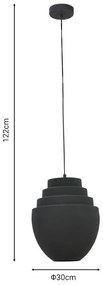 Φωτιστικό οροφής Kelsy Inart E27 μαύρο μέταλλο Φ30x122εκ 30x30x122 εκ.