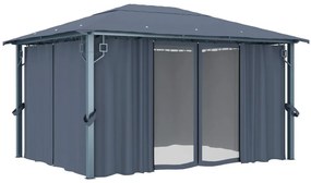 vidaXL Κιόσκι με Κουρτίνα Ανθρακί 400 x 300 εκ. Αλουμινίου