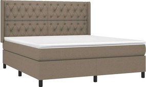 vidaXL Κρεβάτι Boxspring με Στρώμα Taupe 160x200 εκ. Υφασμάτινο