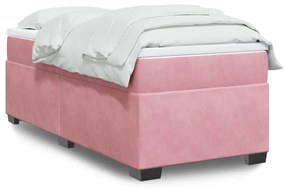 vidaXL Κρεβάτι Boxspring με Στρώμα Ροζ 90x200 εκ. Βελούδινο