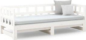 vidaXL Καναπές Κρεβάτι Συρόμενος Λευκός 2x(80x200) εκ. από Μασίφ Πεύκο