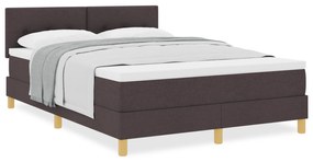 vidaXL Κρεβάτι με Στρώμα Σκούρο Καφέ 140x190 cm Υφάσματος
