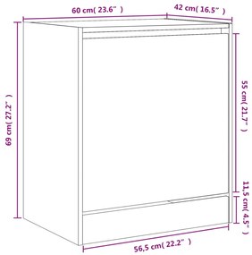 Παπουτσοθήκη Καπνιστή Δρυς 60x42x69 εκ. από Επεξεργ. Ξύλο - Καφέ