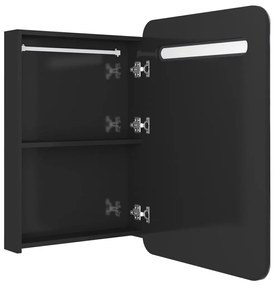 vidaXL Καθρέφτης Μπάνιου με Ντουλάπι & LED Λαμπερό Μαύρο 60x11x80 εκ.
