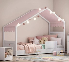Παιδικό κρεβάτι MONTES WHITE  με τέντα ροζ MW-1301-1007  90x200εκ. Cilek