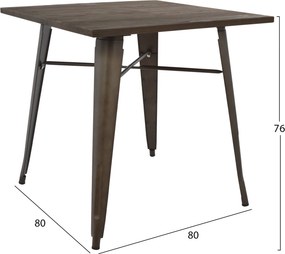 ΤΡΑΠΕΖΙ ΜΕΤΑΛΛΙΚΟ ΣΕ ΧΡΩΜΑ RUSTY ΚΑΙ ΞΥΛΟ HM0611.04 80x80x76εκ