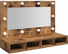 vidaXL Ντουλάπι καθρέφτη με LED Παλιό ξύλο 90x31,5x62 cm
