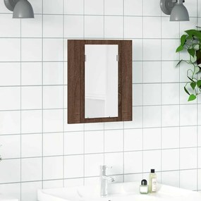 vidaXL Έπιπλο Καθρέφτη Μπάνιου LED Καφέ Δρυς 40x12x45 εκ. Επεξ. Ξύλο