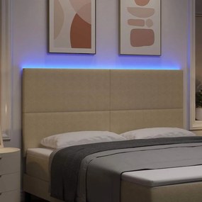 vidaXL LED κεφαλάρι Γκρι Πράσινο 180 cm Υφασμάτινο Κορντουρά