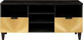 vidaXL Ντουλάπι TV Μαύρο και Χρυσό 100 x 33 x 46 εκ Επεξεργασμένο ξύλο