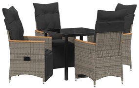 vidaXL Σετ κήπου 5 κομματιών  με μαξιλάρια Γκρι Poly Rattan