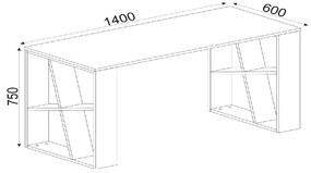 ΓΡΑΦΕΙΟ ARTELIBRE SIMI ΜΑΥΡΟ/ΛΕΥΚΗ ΕΠΙΦΑΝΕΙΑ 140X60X74CM