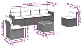 Καναπές Σετ 7 Τεμαχίων Μαύρο Συνθετικό Ρατάν με Μαξιλάρια - Μαύρο