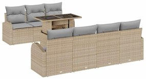 vidaXL Σετ Καναπέ Κήπου 8 Τεμαχίων με Μαξιλάρια σε Μπεζ Πολυ Ράταν