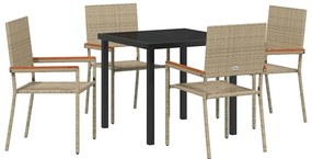 vidaXL Σέτ φαγητού για κήπο 5 pcs Μπεζ Πολυ ράταν
